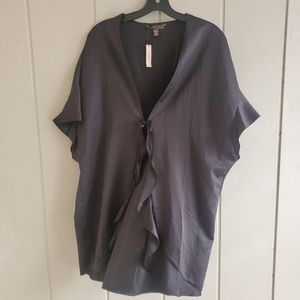 VICTORIA'S SECRET KIMONO BLACK SATIN SLIP ROBE LINGERIE WRAP ONE SIZE S …